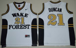 Maillot De Basket NCAA Wake Forest Demon Deacons Tim Duncan 21 College Basketball Blanc